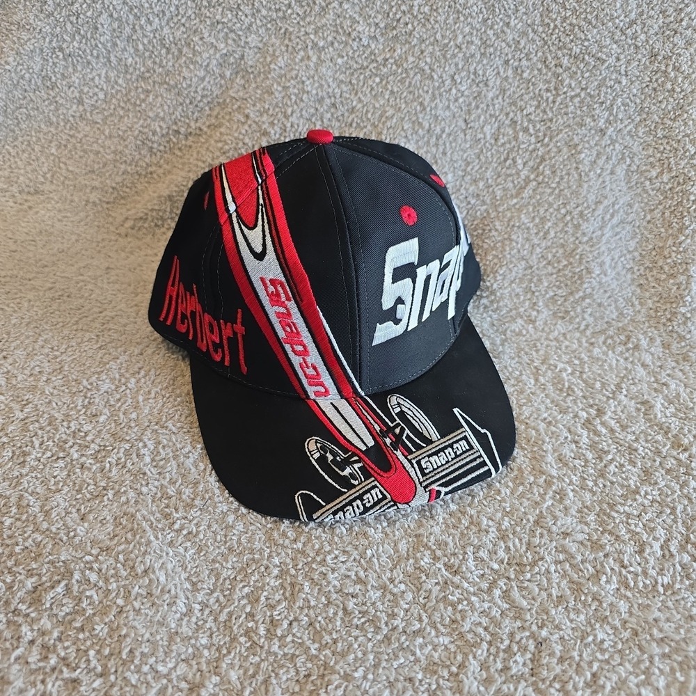 Vintage 90s Snap On Racing Snapback Hat Cap Black Doug Herbert